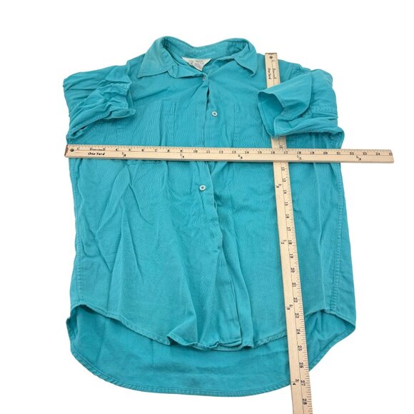 Vintage Express Turquoise Short-Sleeve Button-Up Shirt S 100% Cotton Hong Kong - Picture 3 of 4